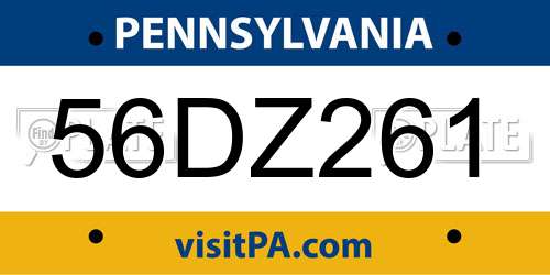 56DZ261 Pennsylvania License Plate