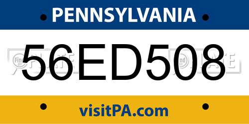 56ED508 Pennsylvania License Plate