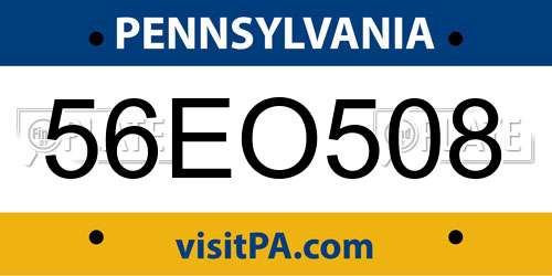 56EO508 Pennsylvania License Plate