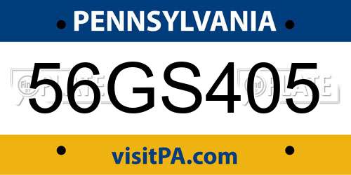 56GS405 Pennsylvania License Plate