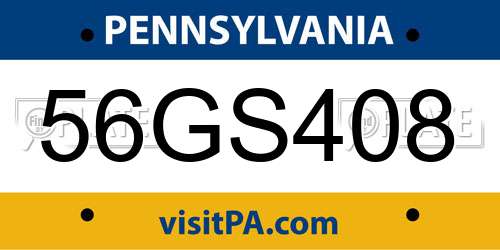 56GS408 Pennsylvania License Plate