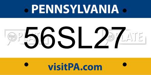 56SL27 Pennsylvania License Plate