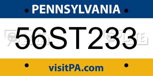 56ST233 Pennsylvania License Plate