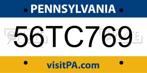 56TC769 Pennsylvania License Plate