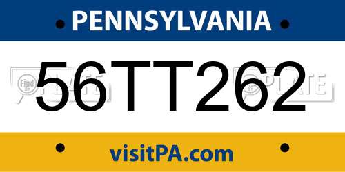 56TT262 Pennsylvania License Plate