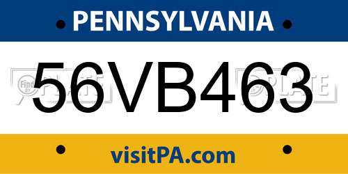 56VB463 Pennsylvania License Plate