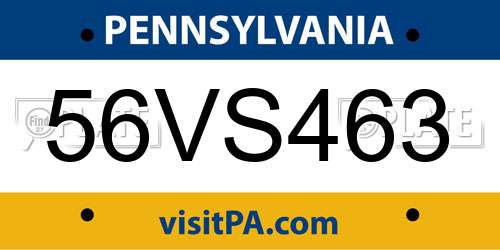 56VS463 Pennsylvania License Plate