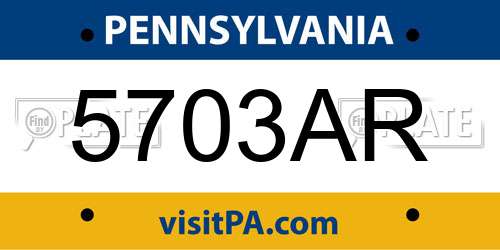 5703AR Pennsylvania License Plate