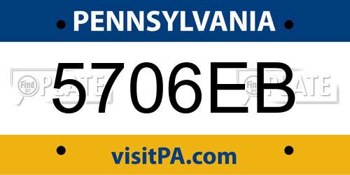 5706EB Pennsylvania License Plate