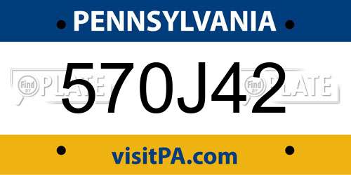 570J42 Pennsylvania License Plate