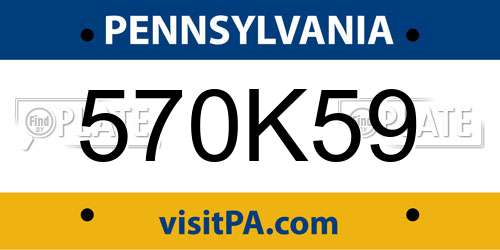 570K59 Pennsylvania License Plate