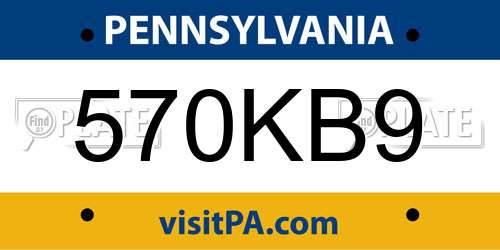 570KB9 Pennsylvania License Plate