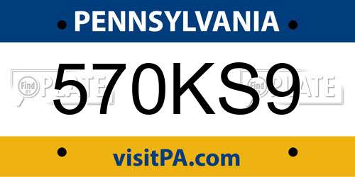 570KS9 Pennsylvania License Plate