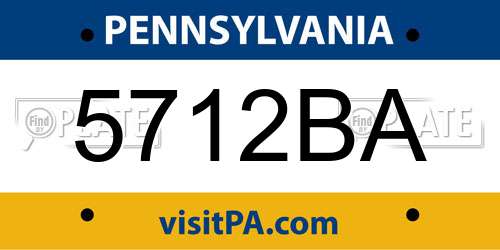 5712BA Pennsylvania License Plate