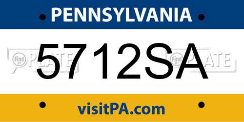 5712SA Pennsylvania License Plate