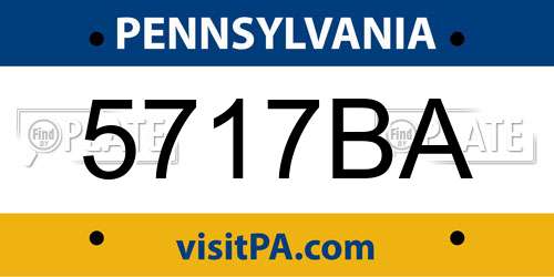 5717BA Pennsylvania License Plate