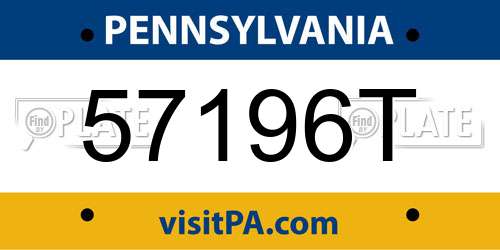 57196T Pennsylvania License Plate