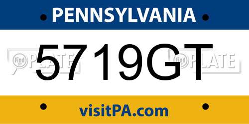 5719GT Pennsylvania License Plate
