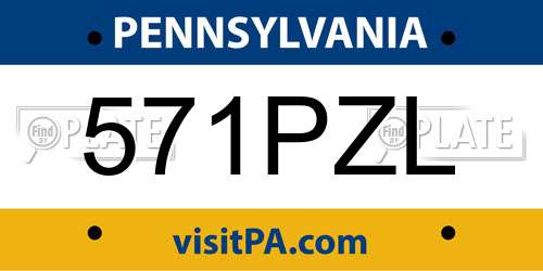 571PZL Pennsylvania License Plate