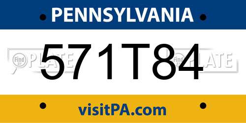 571T84 Pennsylvania License Plate