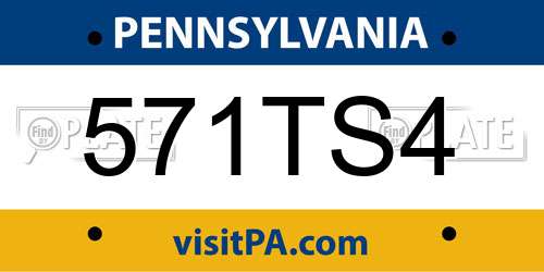 571TS4 Pennsylvania License Plate
