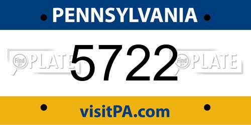 5722 Pennsylvania License Plate