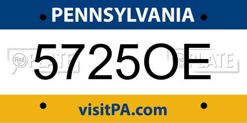 5725OE Pennsylvania License Plate