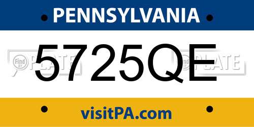 5725QE Pennsylvania License Plate