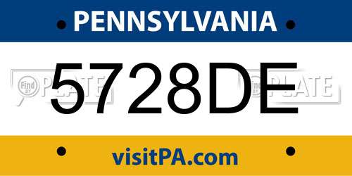 5728DE Pennsylvania License Plate