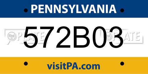 572B03 Pennsylvania License Plate