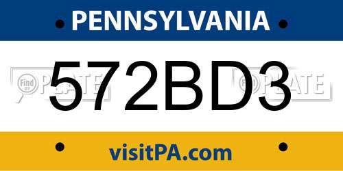 572BD3 Pennsylvania License Plate