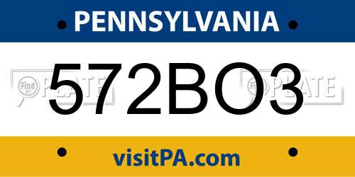 572BO3 Pennsylvania License Plate