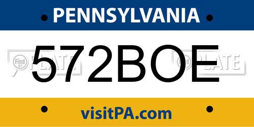 572BOE Pennsylvania License Plate