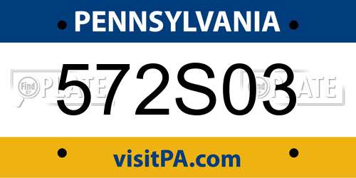 572S03 Pennsylvania License Plate