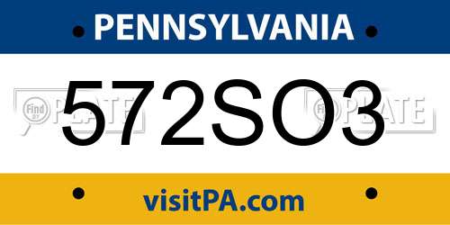 572SO3 Pennsylvania License Plate