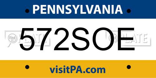 572SOE Pennsylvania License Plate