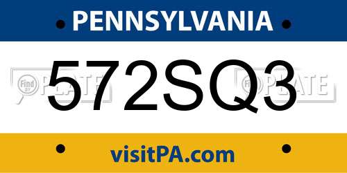 572SQ3 Pennsylvania License Plate