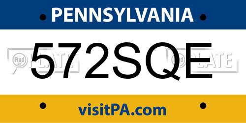 572SQE Pennsylvania License Plate