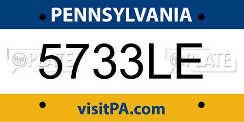 5733LE Pennsylvania License Plate