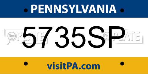5735SP Pennsylvania License Plate