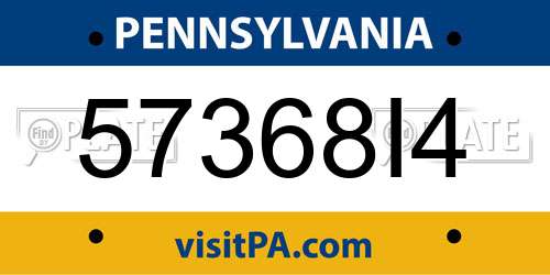 57368I4 Pennsylvania License Plate