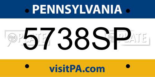 5738SP Pennsylvania License Plate