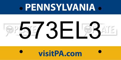 573EL3 Pennsylvania License Plate
