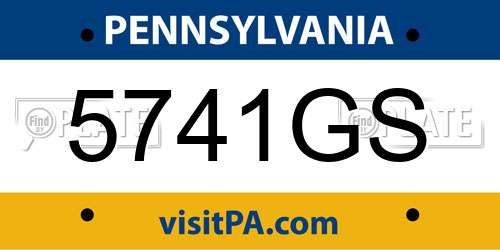 5741GS Pennsylvania License Plate