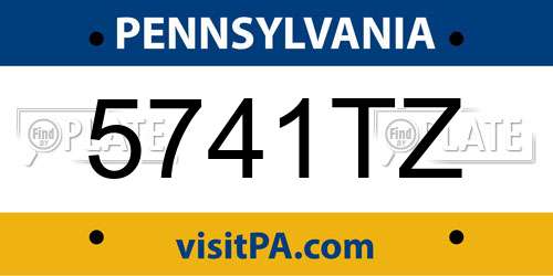 5741TZ Pennsylvania License Plate