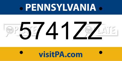 5741ZZ Pennsylvania License Plate
