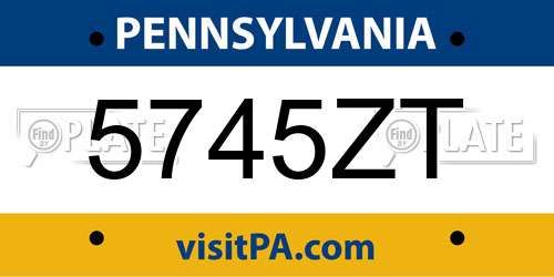 5745ZT Pennsylvania License Plate