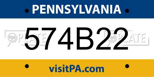 574B22 Pennsylvania License Plate