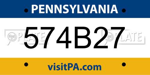 574B27 Pennsylvania License Plate