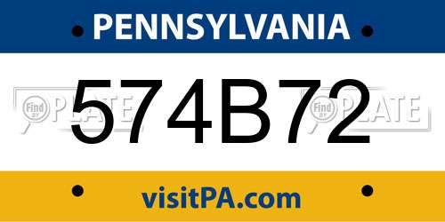 574B72 Pennsylvania License Plate